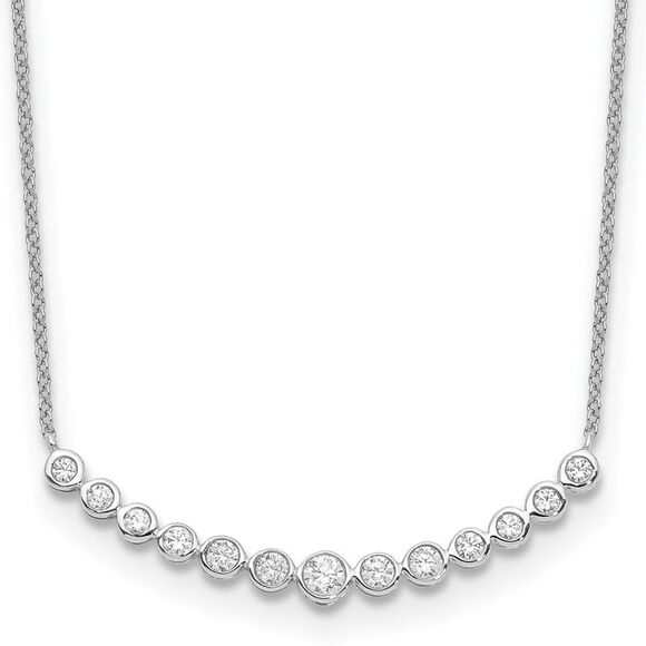 14k White Gold Diamond Curved Bar Necklace